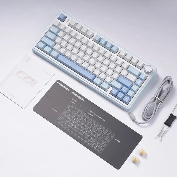 Бездротова клавіатура AULA F75 RGB Reaper 75% USB/Bluetooth/2.4GHz Blue 6948391202846 фото