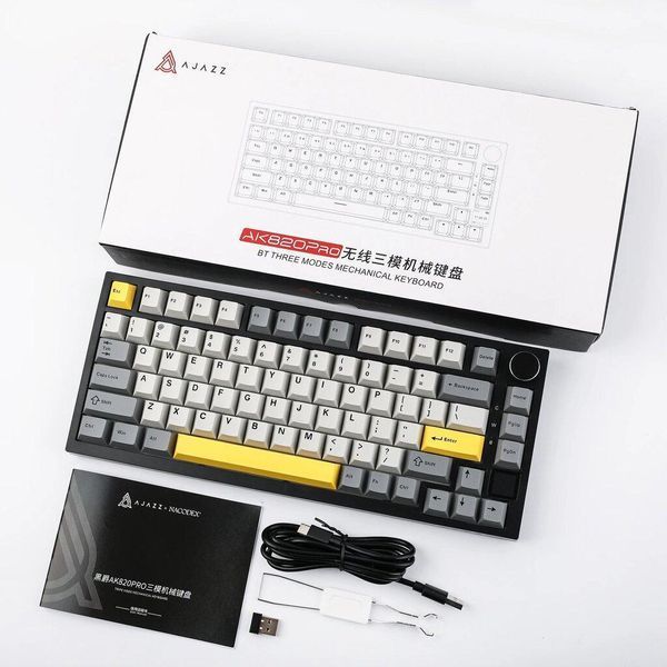 Бездротова клавіатура AJAZZ AK820 PRO Flying Fish RGB 75% Gray AK820-PRO-B-G фото