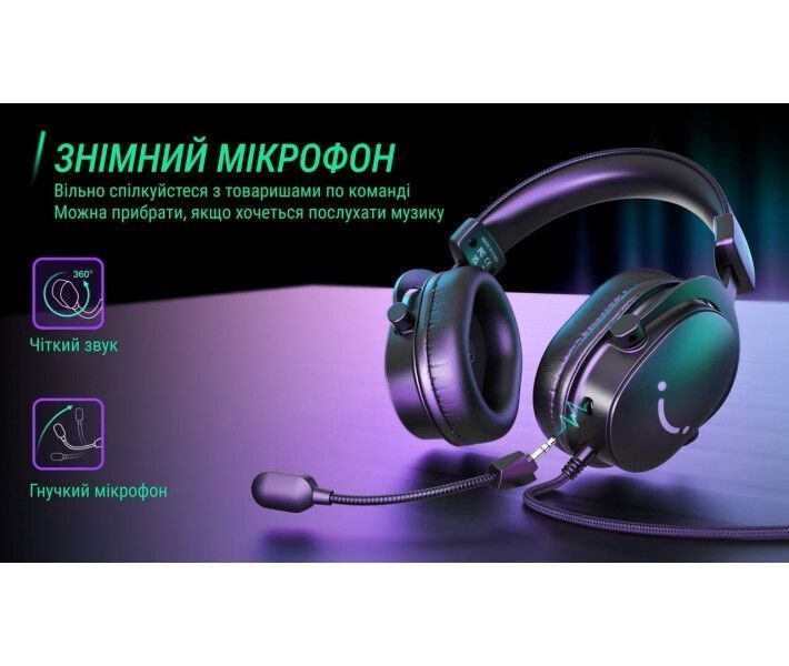 Ігрові навушники Fifine H9 7.1 Мікрофон USB 3.5 мм Black 1161 фото