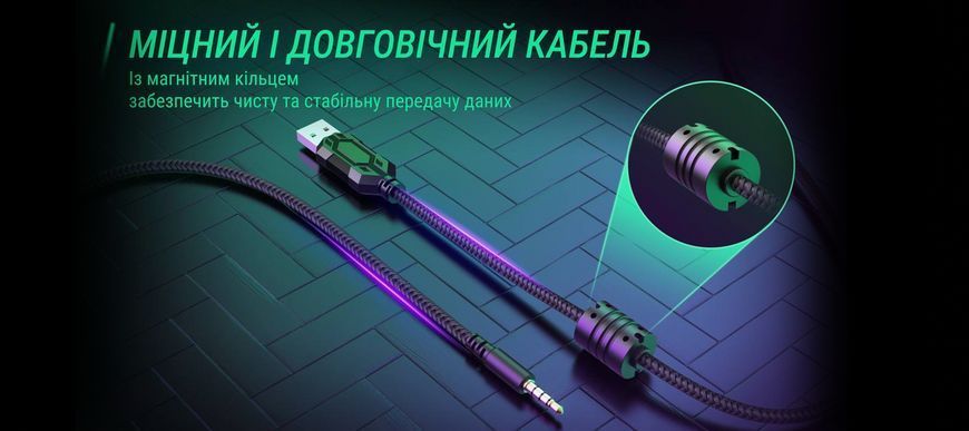 Ігрові навушники Fifine H9 7.1 Мікрофон USB 3.5 мм Black 1161 фото