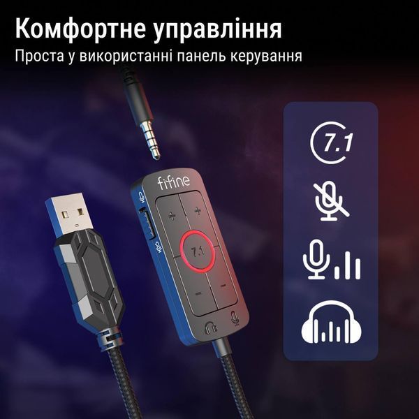 Ігрові навушники Fifine H9 7.1 Мікрофон USB 3.5 мм White 1161 фото