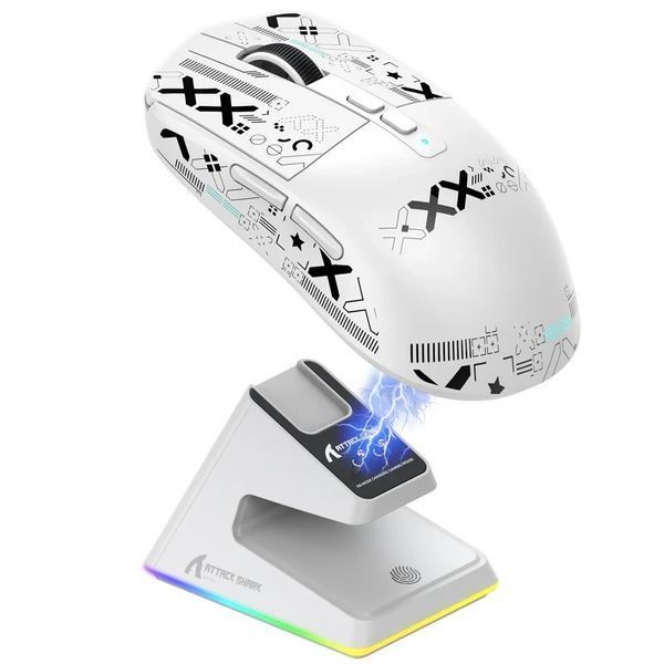 Бездротова миша Attack Shark X6 49g з док-станцією RGB White 2664568265 фото