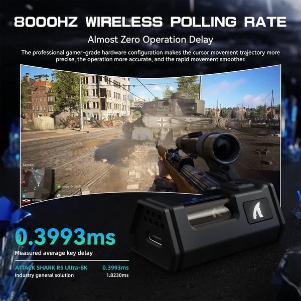 Бездротова мишка ATTACK SHARK R5 Ultra Карбонова PAW3950MAX, 42000 DPI, 8K White 2345849812 фото