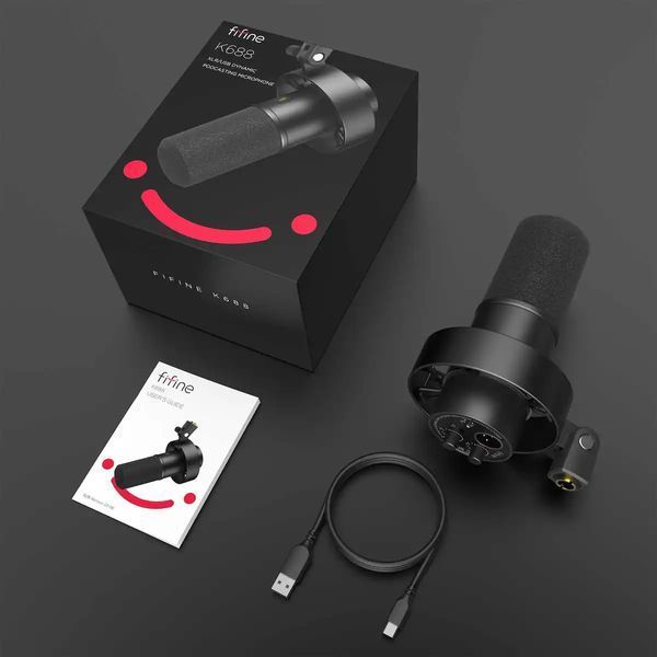Динамічний cтудійний мікрофон FIFINE K688 XLR/USB Black 4234234 фото